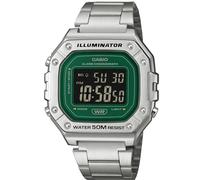 Casio W-218HD Series | Digital Watch | Silver|Green | LED Backlight | Alarm | Hourly Time Signal | Auto Calendar