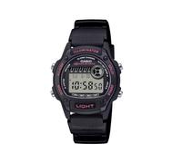 Casio W-220H-1A2VDF Unisex Digital Watch 37mm Case, Black Resin Strap with Pink Accents, Dual Time, Stopwatch, Alarm, LED Light, 50 Metres Water Resistant