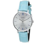 Casio LTP-VT01L-7B3 Women's Minimalistic Silver Dial Blue Leather Band Analog Watch