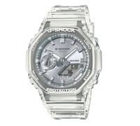 Casio GA-2100BM-7A8ER Men's Transparent Carbon Resin Digital Quartz Watch with Silver Analogue Dial, 200 Metres Waterproof, Silicone Band, Buckle Clasp, Steel