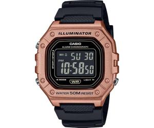 Casio Watches General Lineup Unisex Resin band-W-218HM-5BVDF, Black/Rosegold, 44.4 × 43.2 × 11 mm, Digital