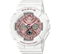 Casio Women's 43.00mm Quartz Watch with Pink Analogue - Digital dial and White Rubber Strap BA-130-7A1ER