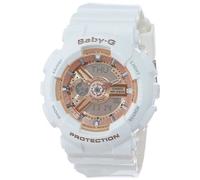 Casio Women's BA-110-7A1CR Baby-G Pink Analog-Digital Display and White Resin Strap Watch, White, 42mm Wide by 15mm Thick, Sport