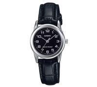 Casio Womens Easy Read Black Dial Leather Strap Watch LTP-V001L-1BUDF