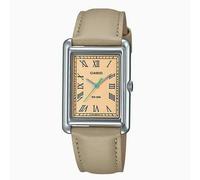 Casio Women's LTP-B165L-5BV Dress Watch Rectangle Dial Beige Leather 50M