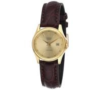 Casio Women's LTP1183Q-9A Brown Leather Quartz Watch with Gold Dial