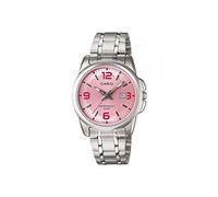 Casio Women's LTP1314D-5AV Silver Stainless-Steel Quartz Watch with Pink Dial