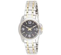 Casio Women's LTP1314SG-1AV Silver Stainless-Steel Quartz Watch with Black Dial