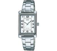 Casio Women's Watch LTP-1234PD-7BEG - Rectangular Silver Steel Bracelet White Numbers 21mm 1ATM