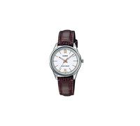 Casio Women's Standard Analog Brown Leather Band White Dial Watch
