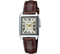 Casio Women's Watch - LTP-V007L-9BUDF Gold Dial, Brown Band, Brown, Strap