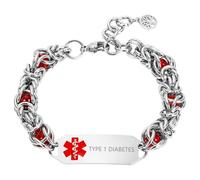 Casisto.J Medical Alert Bracelet for Women, Stainless Steel Dual-Sided Custom Free Engraved Medical ID Bracelet for Diabetic Allergy Epilepsy Emergency First Aid
