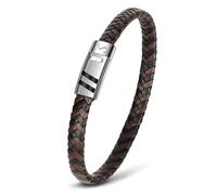 Casisto.J Mens Leather Bracelet Engraved with Initial A-Z, Classic Handmade Braided Alphabet Bracelet with Magnetic Clasp Jewellery Gift for Dad Son Boyfriend Husband Grandad