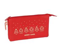 CASITAS MERRY XMAS - Triple Pencil Case, Children's Pencil Case, Ideal for School Age Children, Comfortable and Versatile, Quality and Resistance, 22 x 3 x 12 cm