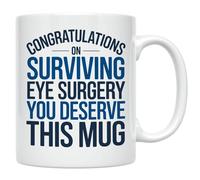 Casitika Congratulations on Surviving Eye Surgery You Deserve This Mug - Funny Eye Surgery Recovery Gift for Adults, Post-Op Get Well 11 oz Coffee Cup.