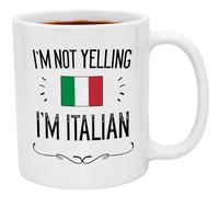 Casitika Funny Italian Pride Coffee Mugs. 11 oz Ceramic Italy Flag Novelty Mug. I'm Not Yelling I'm Italian. (11 oz White)