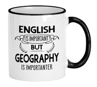 Casitika Geography Mug - English Important, Geography Importanter - Funny 11oz Teacher Cup - Gift for Instructors, Students, School Faculty and Graduation