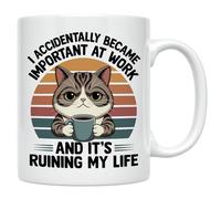 Casitika I Accidentally Became Important At Work Mug. Work Humor Coffee 11 Oz Cup For Office Desk. Gift For Coworkers, Employees, Managers, And Professionals. (White)