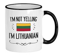 Casitika Lithuanian Gifts. Not Yelling I'm Lithuanian Ceramic 11 Oz Coffee Mug. Present Idea For Lithuania Proud Men/Women Featuring The Country Flag.