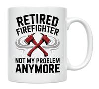 Casitika Retired Firefighter Not My Problem Anymore 11 oz Mug. Funny Gag Gift for Pension Party, Humorous Farewell Present for Veteran First Responders Leaving the Department.