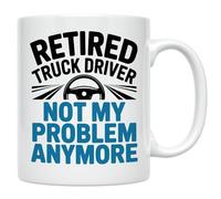Casitika Retired Truck Driver Not My Problem Anymore 11 oz Mug. Funny Cup For Former Big Rig Drivers, Humorous Farewell Retirement Present For Dad And Grandpa.