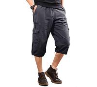 CASIVENT Men's Cargo Pants Relaxed Fit Military Shorts Outdoor for Men Messenger Capri Shorts Purplish Gray UK 33