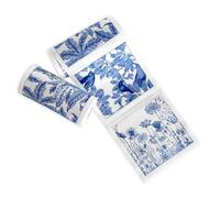 Caskata Botanicals Cocktail Napkin Roll of 50 | 100% Cotton Quick Dry Reusable | Perfect for Home, Dining, Birthday, Gifts | Blue and White, 4.5W X 4.5L