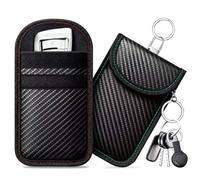 caslord 2 Pack Faraday Pouch for Car Keys | M | Red and Blue | with 4 Pack Key Rings | Anti-Theft RFID Key Fob Protection Bag for Car Security