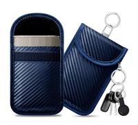 caslord Faraday Pouch for Car Keys, Pack of 2 Anti-Theft RFID Key Fob Protection Bag with 4 Pack Key Rings for Car Security, S, Blue
