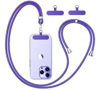 caslord Phone Lanyard, 1.6m Adjustable Universal Phone Strap Crossbody with 2 Durable Patches, Phone Neck Strap Compatible with Most Smartphones and Cases - Dark purple
