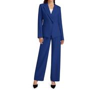 Casly Lamiit 2 Piece Outfits for Women Business Casual Asymmetrical Blazer Jacket and Wide Leg Pants Matching Suit Sets, Royal Blue, Medium