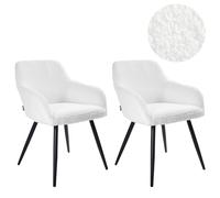 Beliani Set Of 2 Dining Chairs Casmalia Boucle Off-White, White