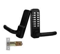 Casmer Mechanical Keypad Door Lock with Handle, Stainless Steel Keyless Entry, Waterproof Digital Outdoor Gate Combination Code Lock (Black, 1.38 inches to 2.56 inches)