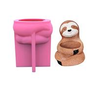 CASNO Flower Pot Silicone Mold Succulent Planter Concrete Mold Sloth Concrete Cement Mold for DIY Pen Holder,Home Decorations