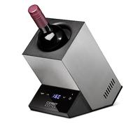 CASO WineCase One Inox - Design Wine Cooler for One Bottle, Temperature Range from 5-18°C, for Bottles up to 9 cm Diameter, Sensor Touch Operation, Stainless Steel Housing