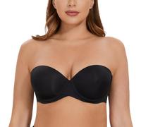 CASOLACE Push Up Padded Cup Underwire Strapless Plus Size Bras for Women UK Black 40DD