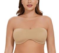 CASOLACE Women's Underwire Bandeau Minimizer Strapless Bras for Large Breasts Beige 40F