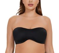 CASOLACE Women's Underwire Bandeau Minimizer Strapless Bras for Large Breasts Black 40DD