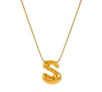 CASOLVX Bubble Initial Necklace for Women Gold Letter Pendant Necklace Personalized Alphabet Jewelry Gift for Her A, Adjustable, Copper, no gemstones