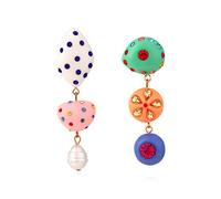 CASOLVX Colorful Earrings Asymmetrical Statement Dangle Earring Long Aesthetic Candy Color Earrings Acrylic Jewelry for Women, Standard, Acrylic, Rhinestone