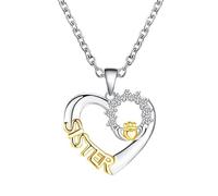 CASOLVX Silver Soul Sister Necklace Forever Love Sister Necklace BFF Necklace Friendship Necklace Jewelry for Women and Teen Girls, Standard, Metal, Rhinestone