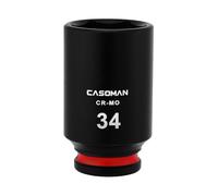 CASOMAN 1/2" Drive x 34mm Deep Impact Socket, 6-Point, Metric, CR-MO