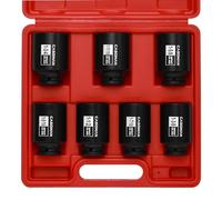 CASOMAN 1/2-Inch Drive Deep Spindle Axle Nut Impact Socket Set, 1/2" Drive Deep Impact Socket Set, Inch, Cr-Mo, 6-Point, 1-3/8-Inch - 1-3/4-Inch, 7 Piece Axle Socket Set