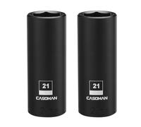 CASOMAN 1/2-Inch Drive x 21mm Deep Impact Socket, 2PCS Set, 6-Point, Metric, CR-MO