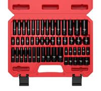 CASOMAN 1/4 Inch Drive Master Impact Socket Set, 50-Piece, SAE/Metric, 5/32 Inch - 9/16 Inch, 4mm - 15mm, Standard/Deep,CR-V