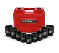 CASOMAN 1-Inch Drive Spindle Axle Nut Impact Socket Set, Shallow, 1" to 2", 9PCS Impact Large Socket Set, 6-Point, SAE, CR-MO