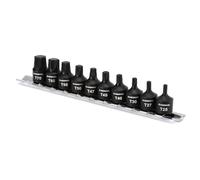CASOMAN 10-Piece 3/8" Drive Low Profile Impact Torx Bit Socket Set, Includes Storage Rail, CR-MO Steel, Designed for Impact Use