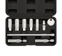 CASOMAN 10PCS 3/8" Drive Magnetic Spark Plug Socket Set, 6PT&12PT, Include Extension Bar, Unviersal Joint & Spark Plug Gapper, CR-V Steel