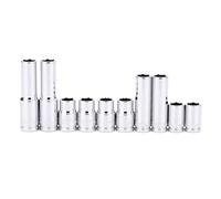 CASOMAN 10Piece Impact Socket Set-10mm, 1/4" & 3/8" Drive, Deep & Shallow, Metric, Mirror Chrome Finish