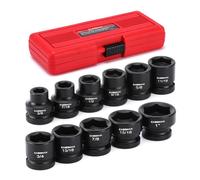 CASOMAN 11PCS 1/2" Drive Stubby Impact Socket Set, Low Profile, 3/8" - 1", SAE, CR-MO, 6-Point, 11 Pieces Shallow Socket Set for Automotive Maintenance, Repairs and DIY, for Tight Areas